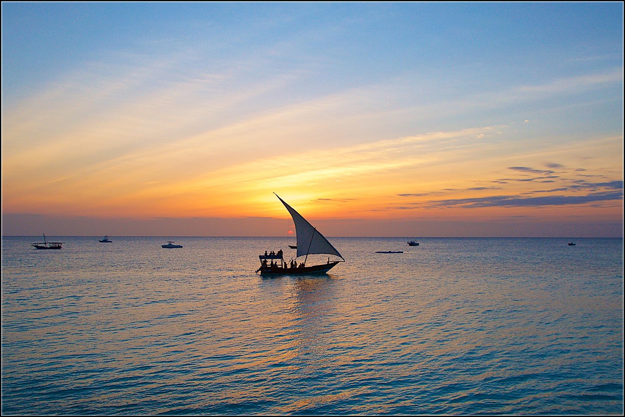 zanzibar, sunset, nature, sail, evening